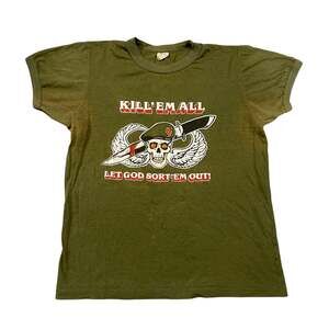 Green Beret "Kill 'Em All" Vintage Single Stitch Graphic T-Shirt Made In Canada